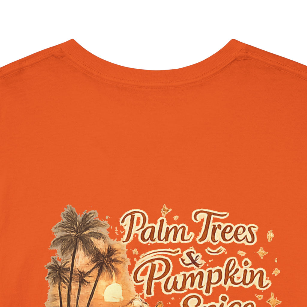 Women's Amore Halloween Icon Palm Trees & Pumpkin Spice Graphic T-Shirt