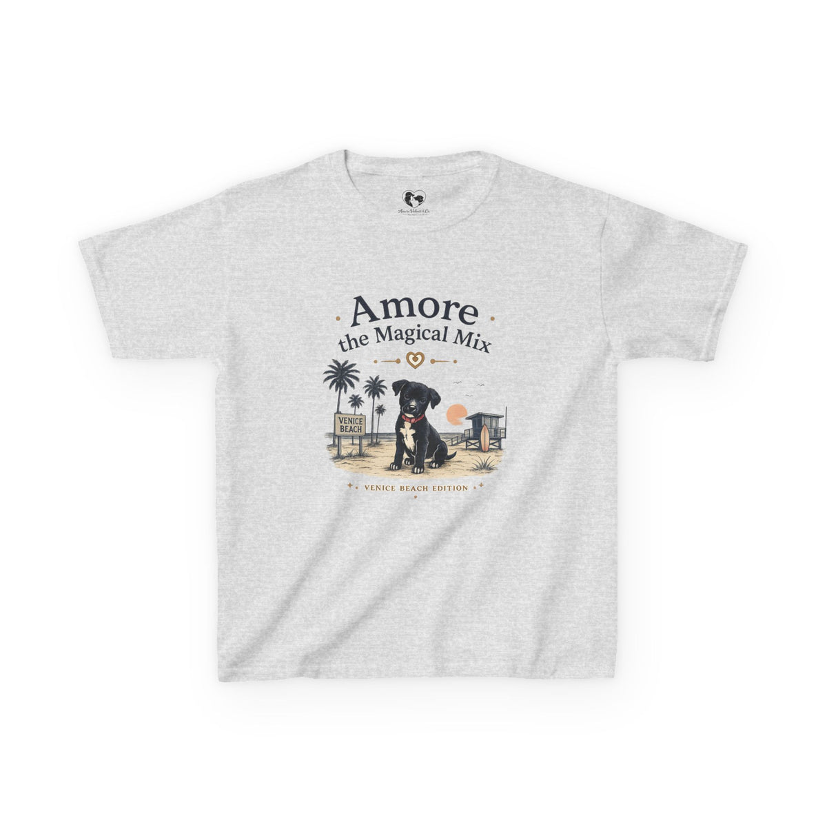 Amore the Magical Mix Kids T-Shirt — Cute Beach Puppy Graphic Tee