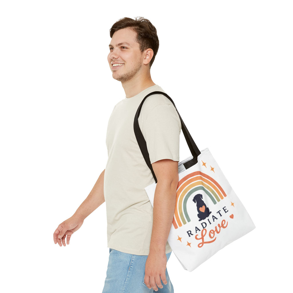 Radiate Love Dog Rainbow Tote Bag