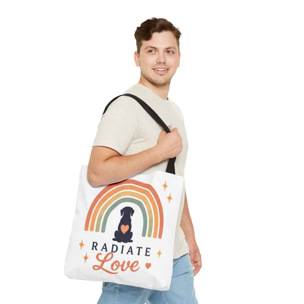 Radiate Love Dog Rainbow Tote Bag