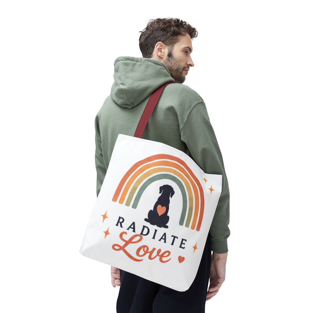 Radiate Love Dog Rainbow Tote Bag