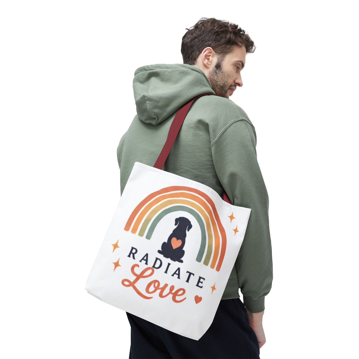 Radiate Love Dog Rainbow Tote Bag