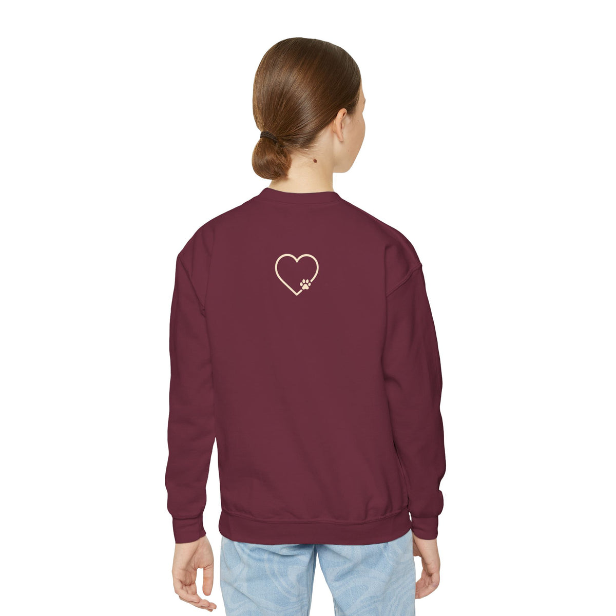 Amore Youth Crewneck Sweatshirt Heart Paw Graphic