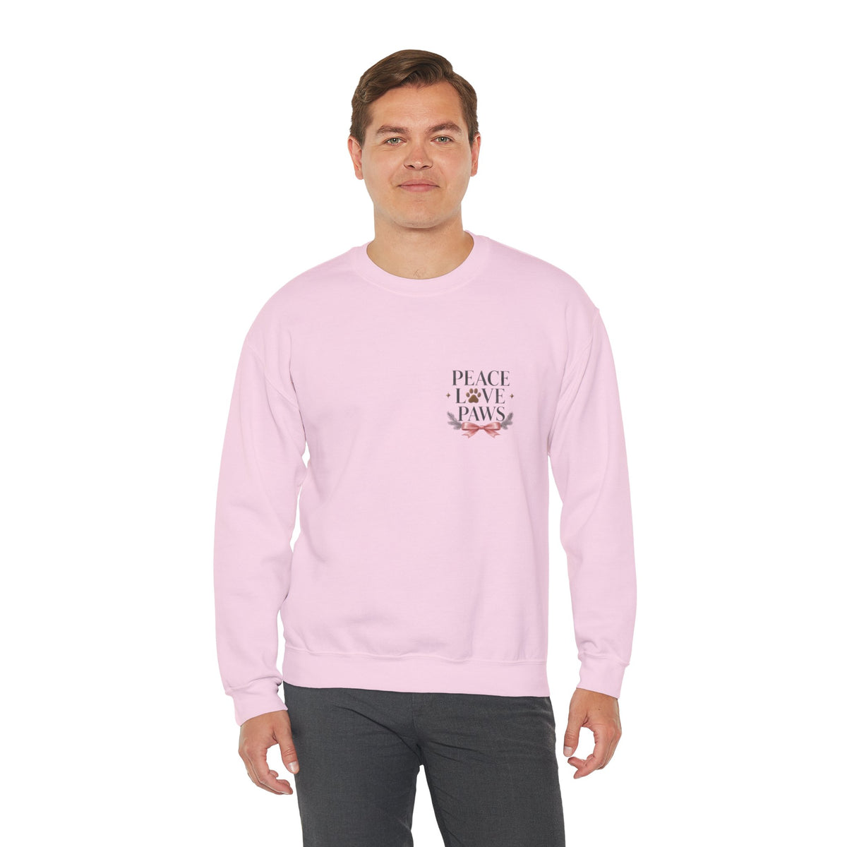 Peace Love Paws Merry Woofmas Christmas Dog Lover Crewneck Sweatshirt