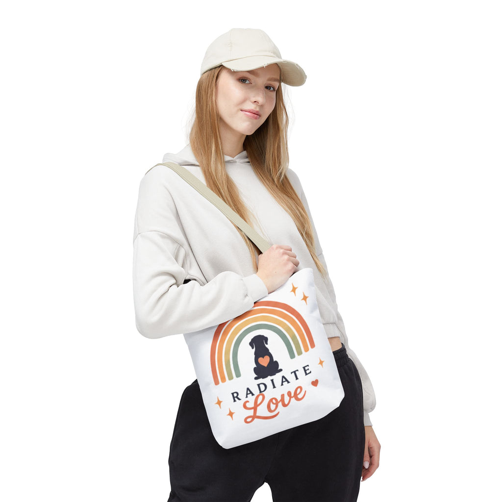 Radiate Love Dog Rainbow Tote Bag