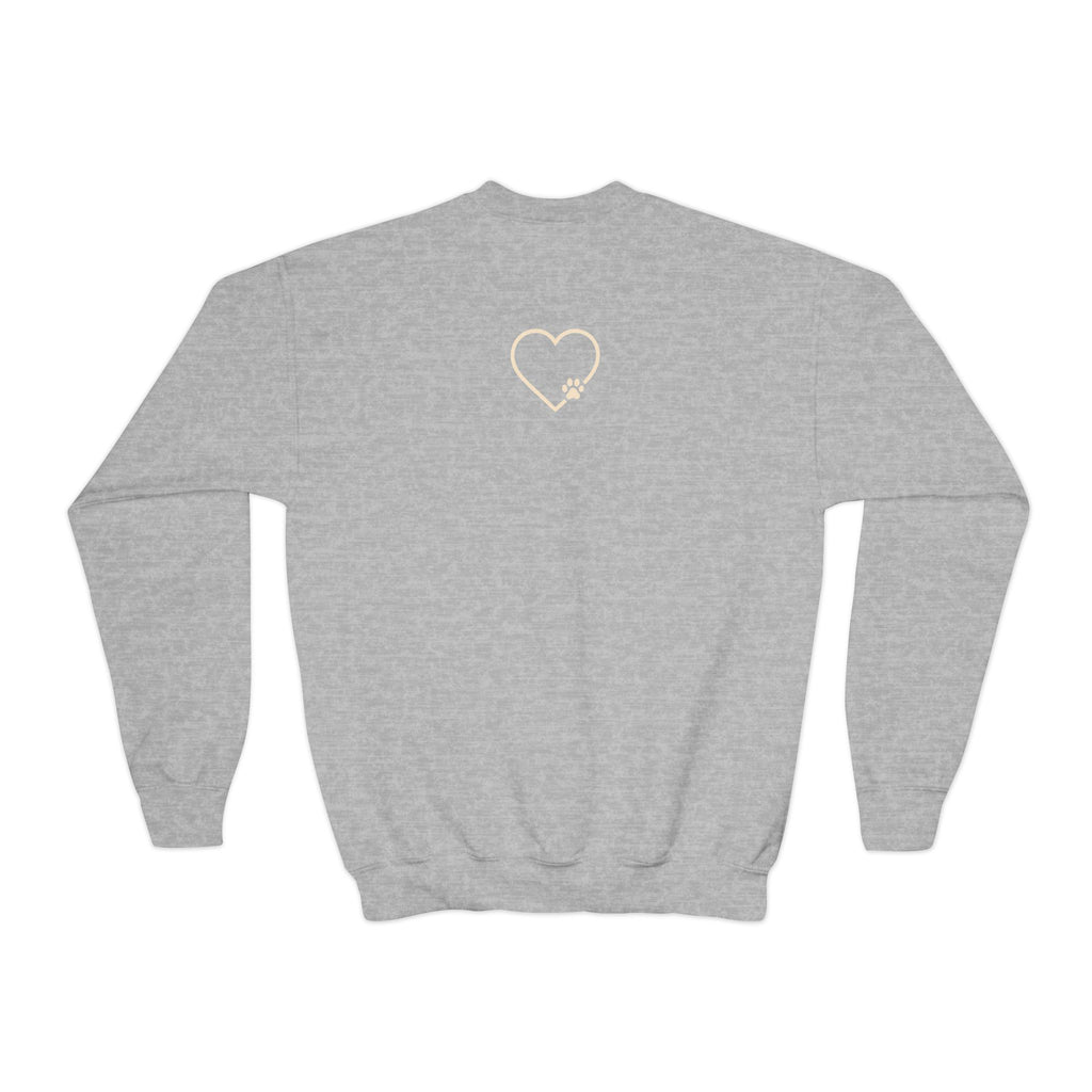 Amore Youth Crewneck Sweatshirt Heart Paw Graphic