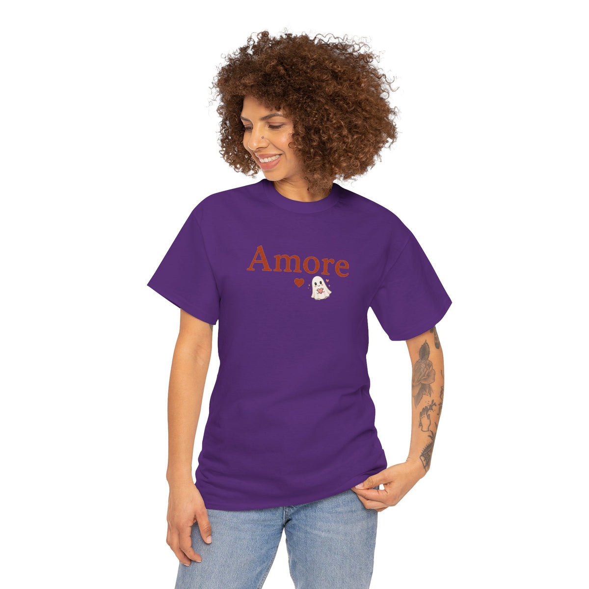 Women's Amore Halloween Icon Palm Trees & Pumpkin Spice Graphic T-Shirt