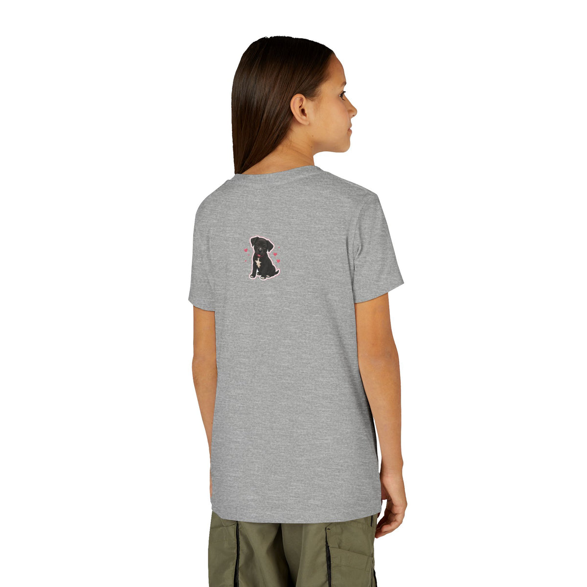 Youth Colorful "Team Amore" with Heart & Puppy Graphic T-Shirt