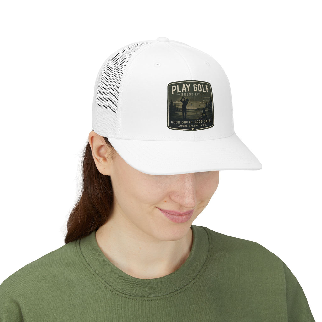 Play Golf Trucker Cap – Vintage Golf Patch Snapback