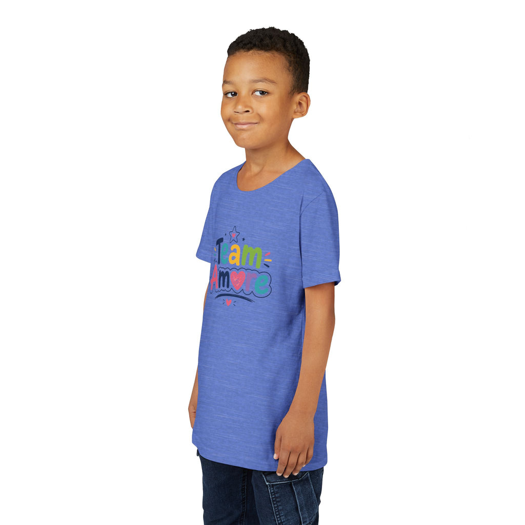 Youth Colorful "Team Amore" with Heart & Puppy Graphic T-Shirt