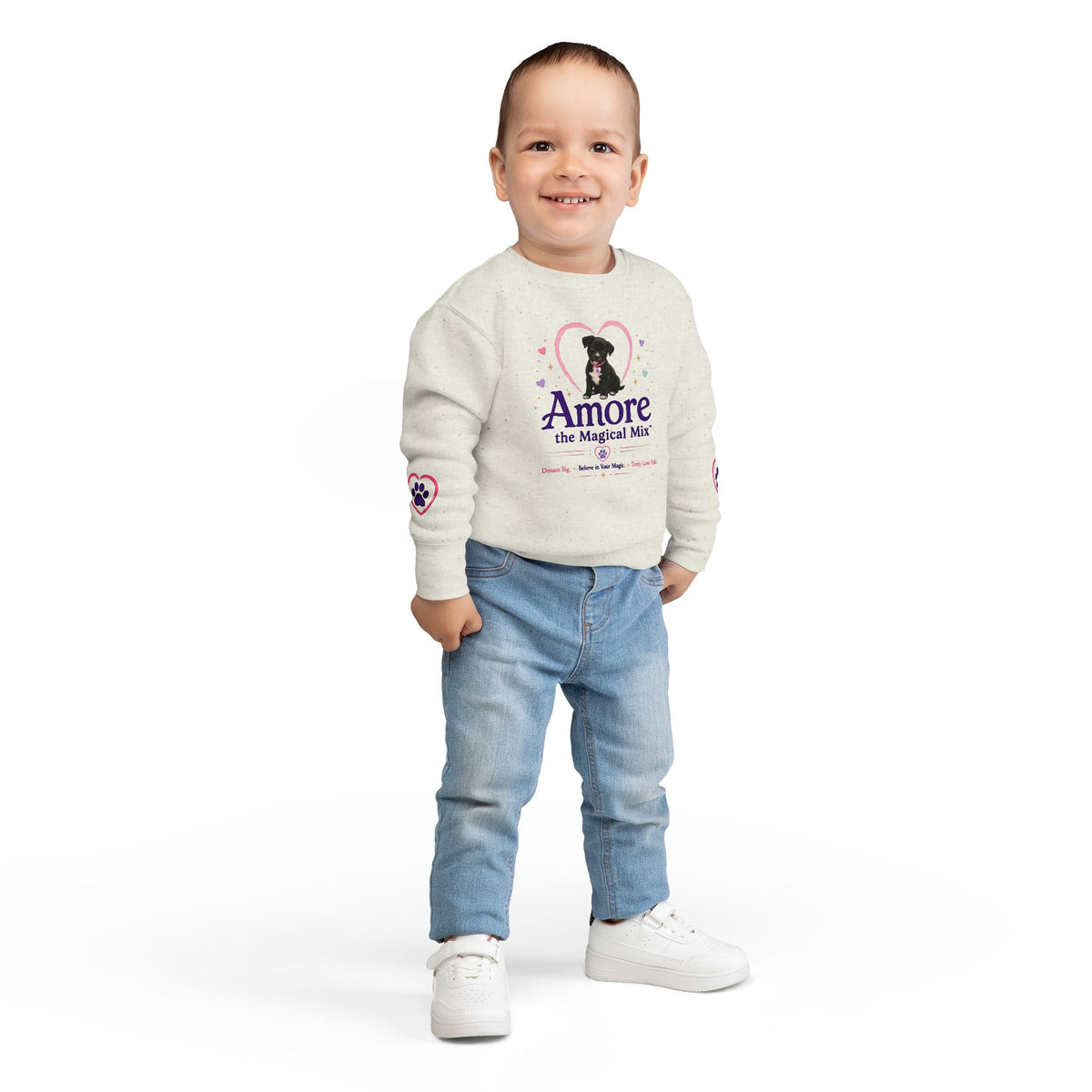 Toddler Amore the Magical Mix Sweatshirt Heart Puppy & paw print