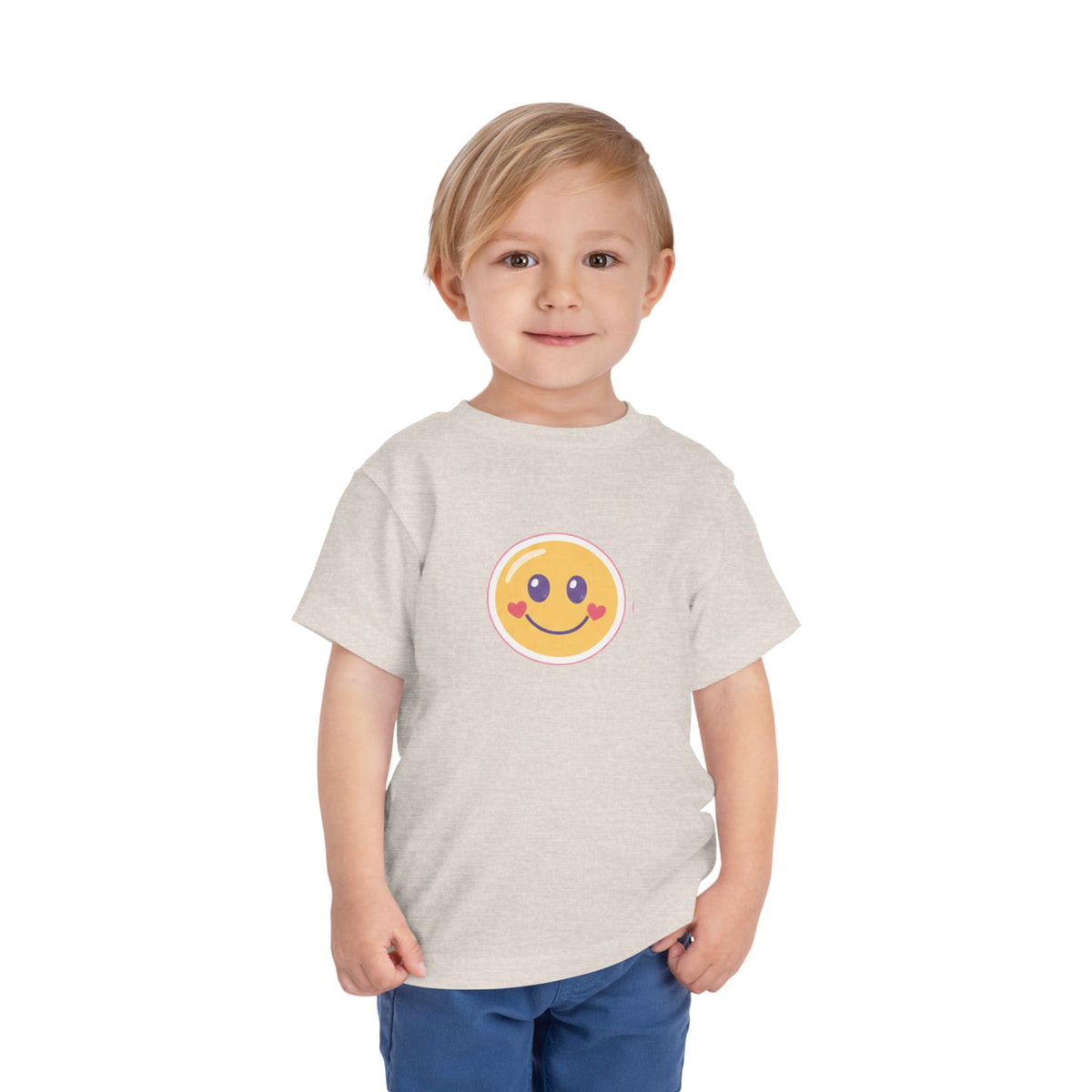 Toddler T-Shirt Smiley Face Be Happy. Be You. Backprint