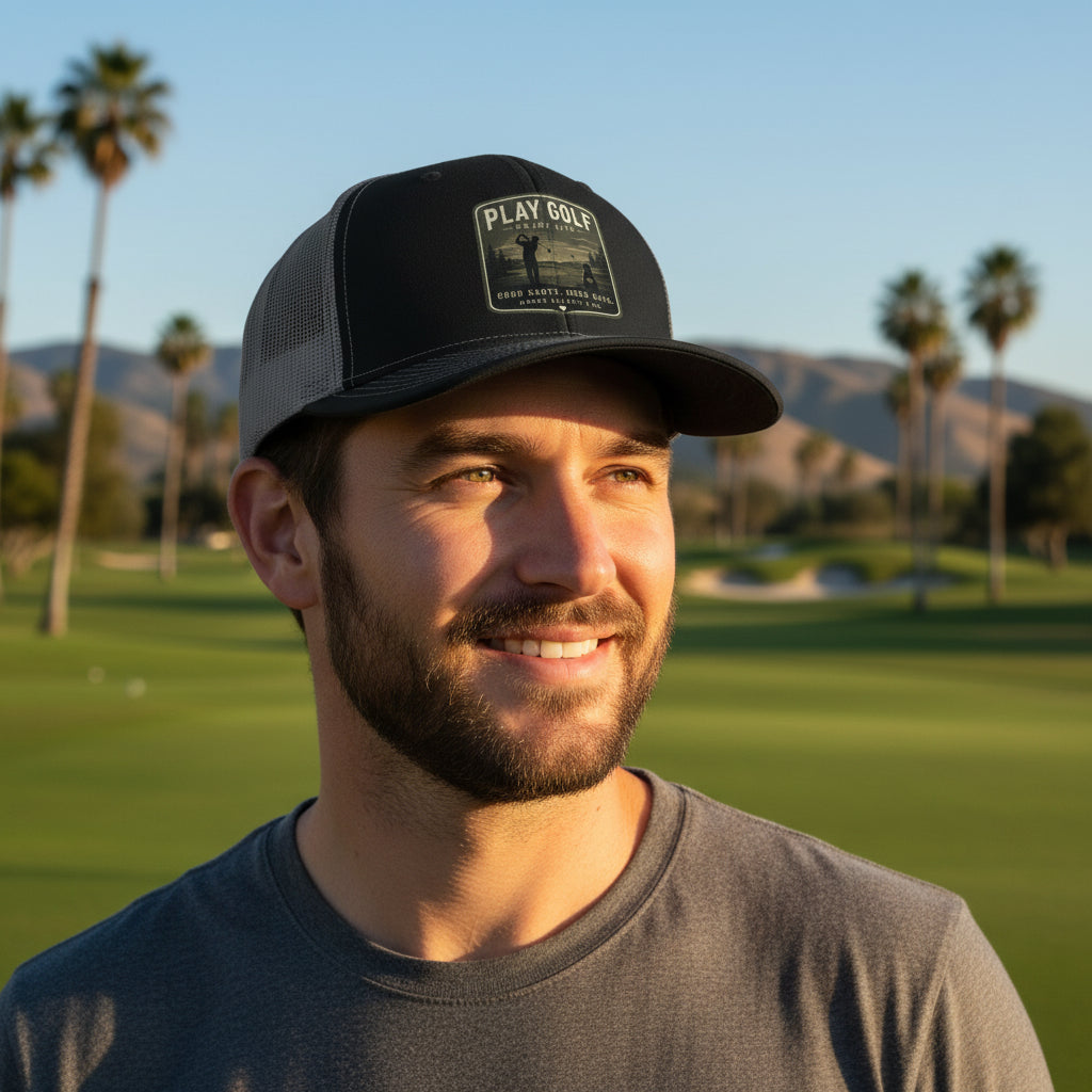 Play Golf Trucker Cap – Vintage Golf Patch Snapback
