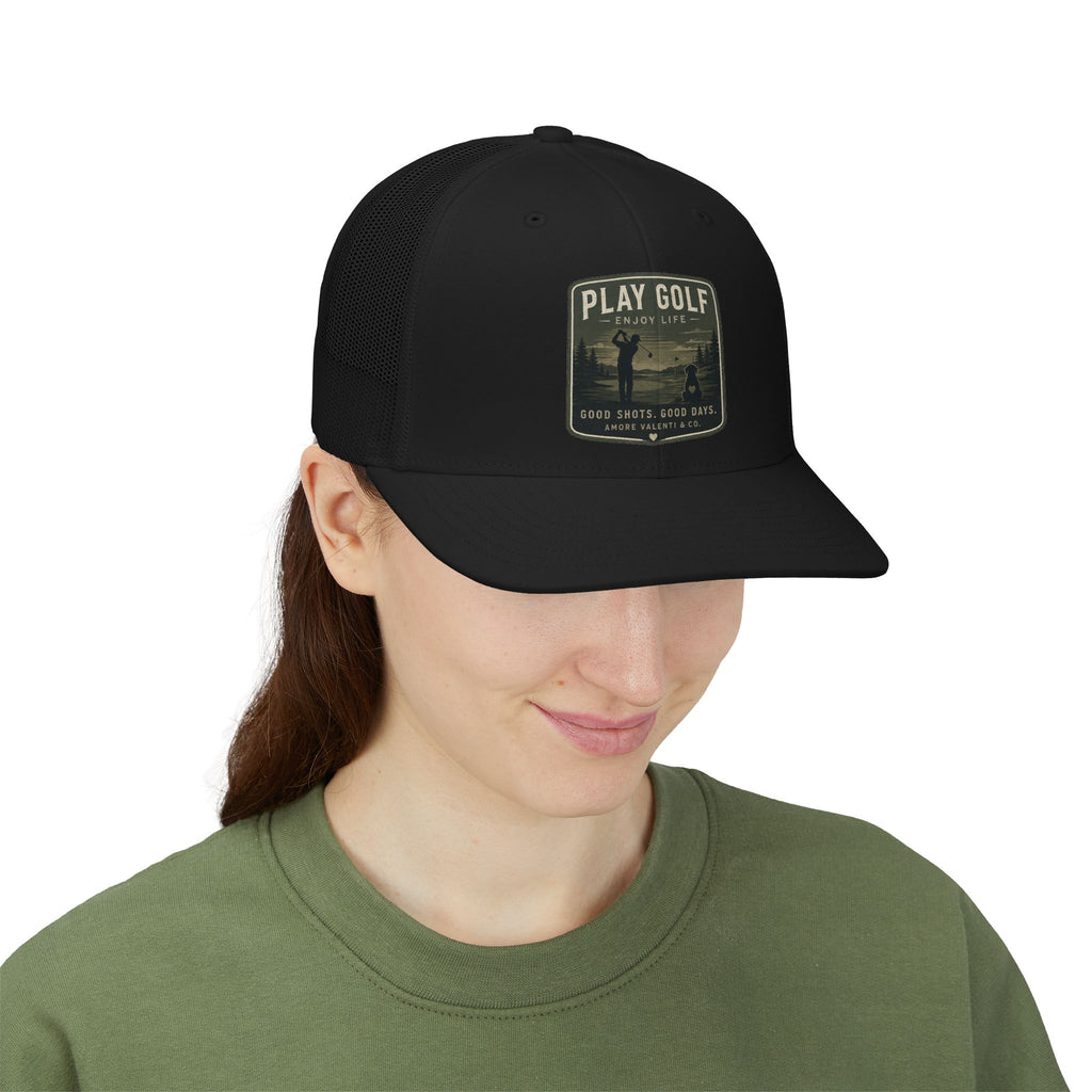 Play Golf Trucker Cap – Vintage Golf Patch Snapback