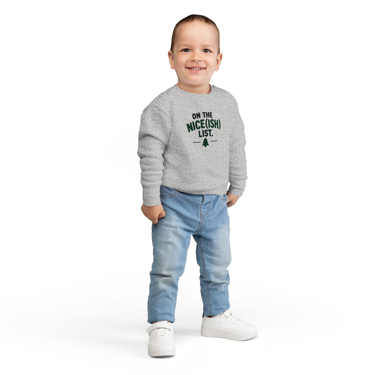 Toddler Sweatshirt - 'On the Nice(ish) List' Funny Christmas Kids Pullover