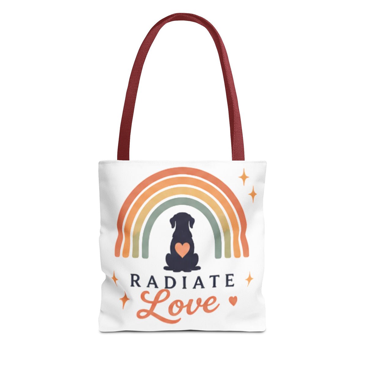 Radiate Love Dog Rainbow Tote Bag