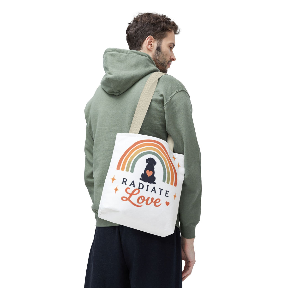 Radiate Love Dog Rainbow Tote Bag