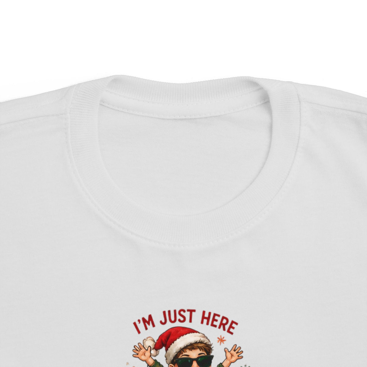 Toddler Christmas Tee “I’m Just Here for the Presents”