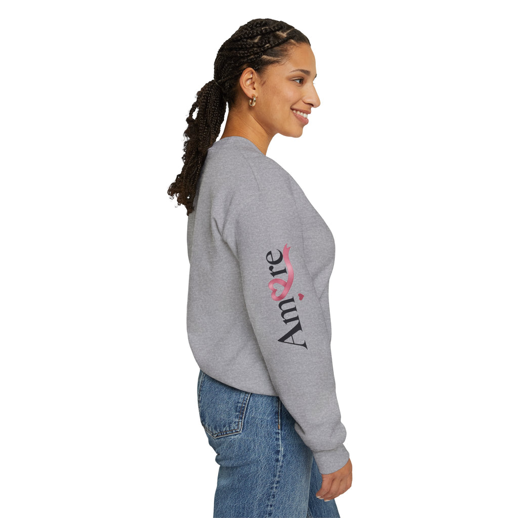 Puppy Heart Crewneck Sweatshirt - Amore Pink Ribbon Breast Cancer Support