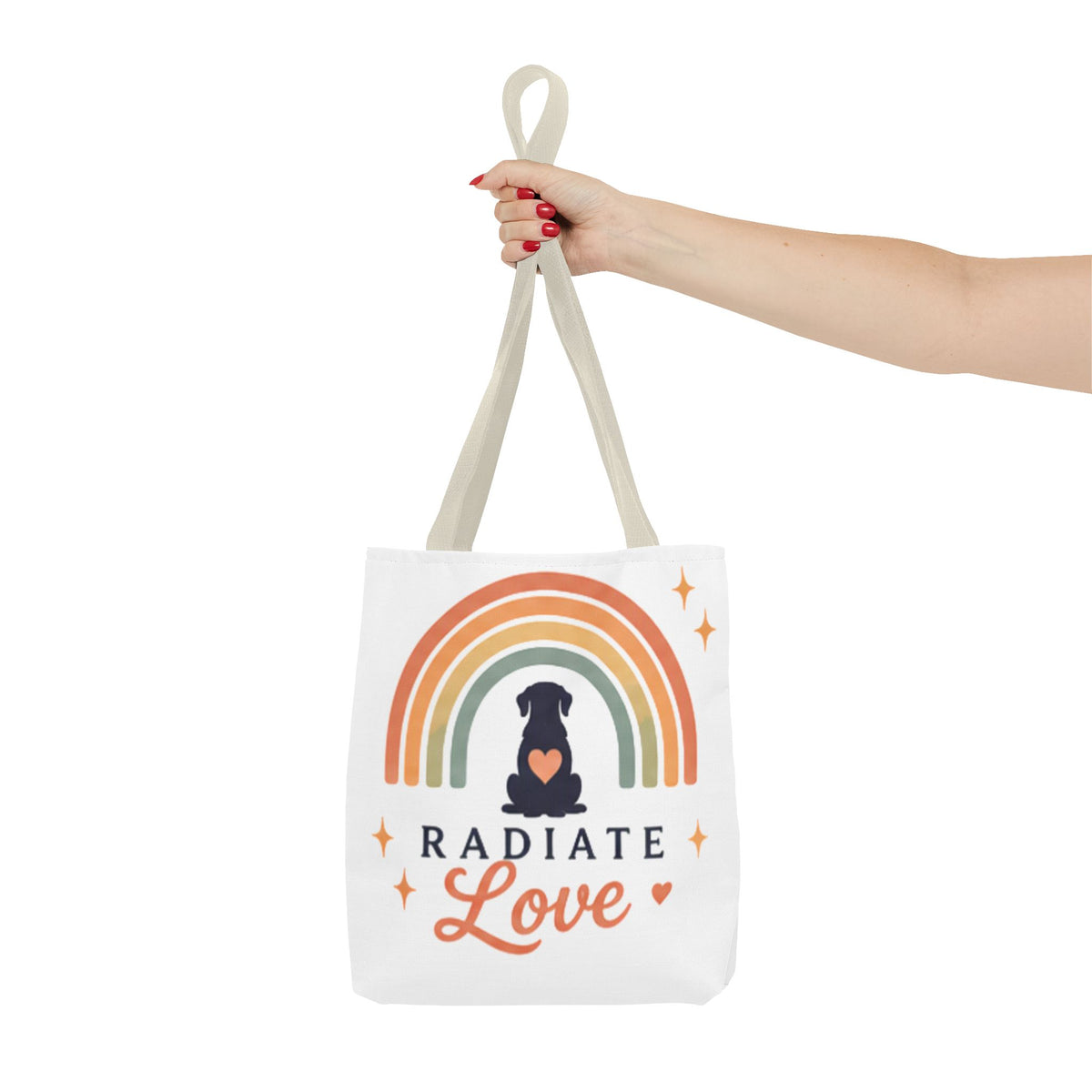 Radiate Love Dog Rainbow Tote Bag