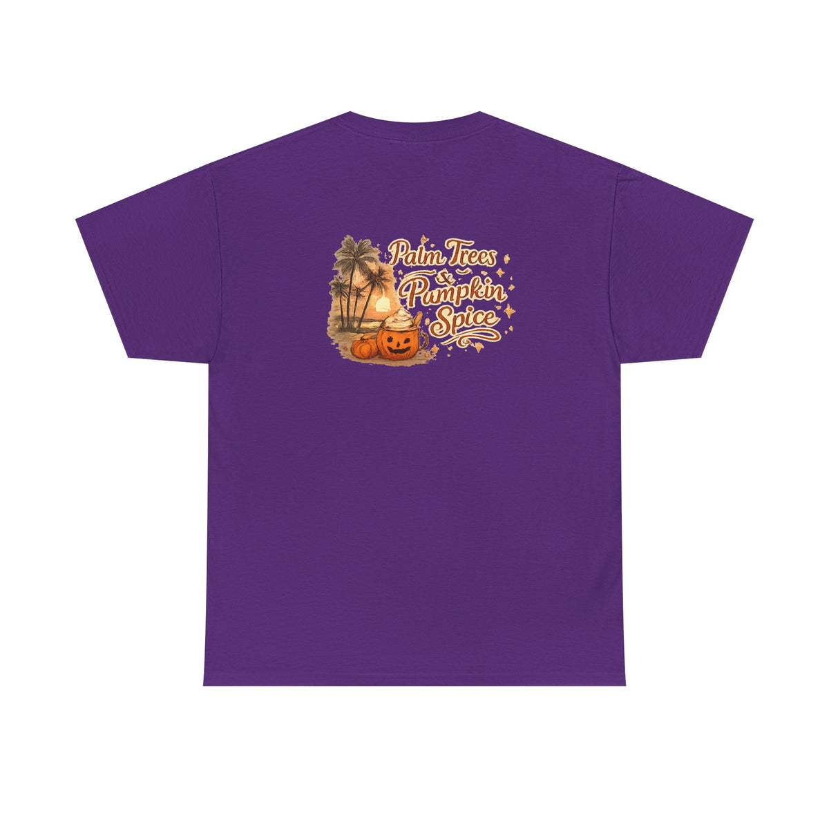 Women's Amore Halloween Icon Palm Trees & Pumpkin Spice Graphic T-Shirt