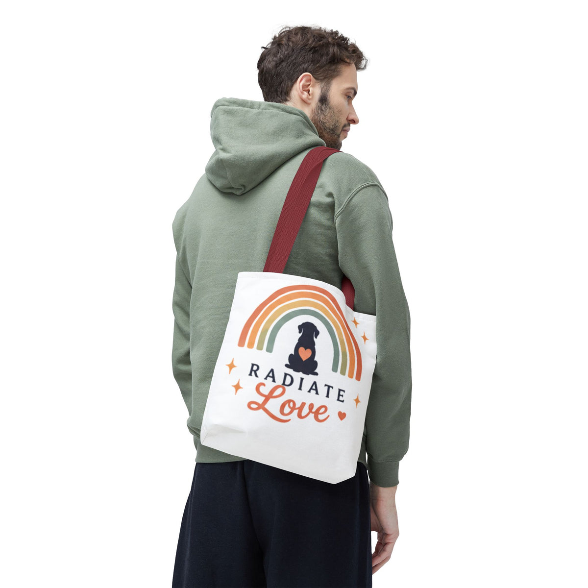 Radiate Love Dog Rainbow Tote Bag