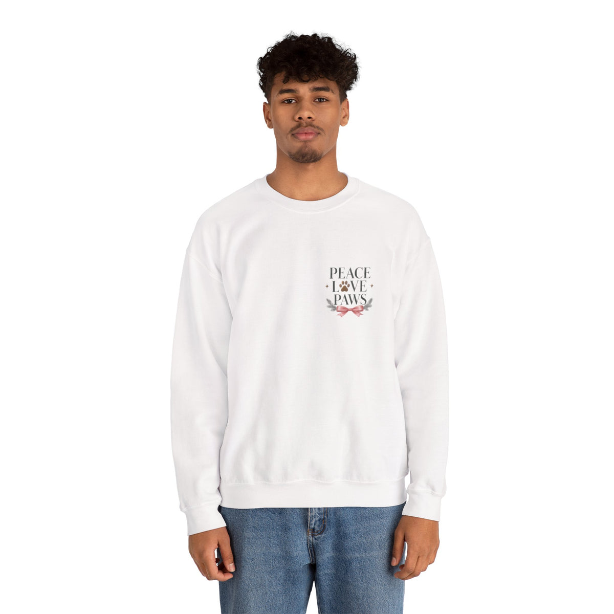 Peace Love Paws Merry Woofmas Christmas Dog Lover Crewneck Sweatshirt