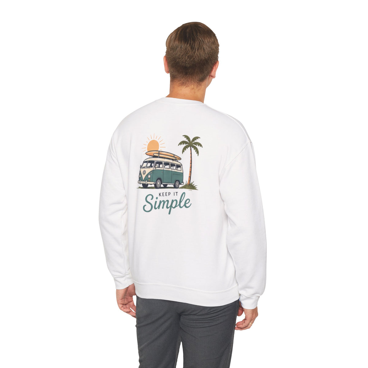 Unisex "Good Vibes" Crewneck Sweatshirt Keep It Simple Retro Camper Van