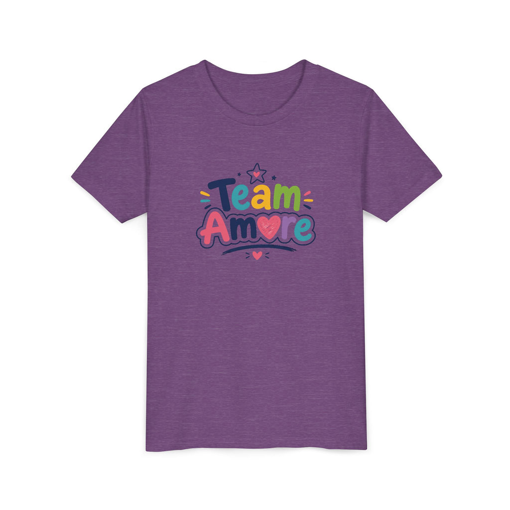 Youth Colorful "Team Amore" with Heart & Puppy Graphic T-Shirt