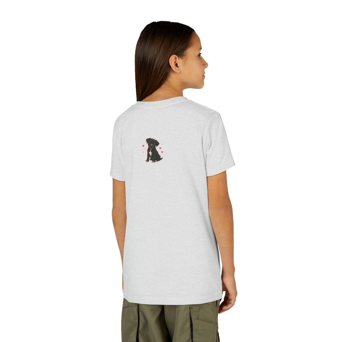 Youth Colorful "Team Amore" with Heart & Puppy Graphic T-Shirt
