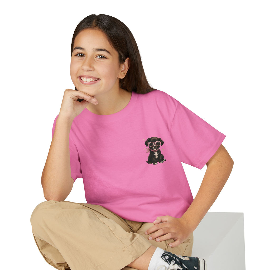 Youth T‑Shirt "Beauty and the Pup" Cute Puppy Graphic Tee