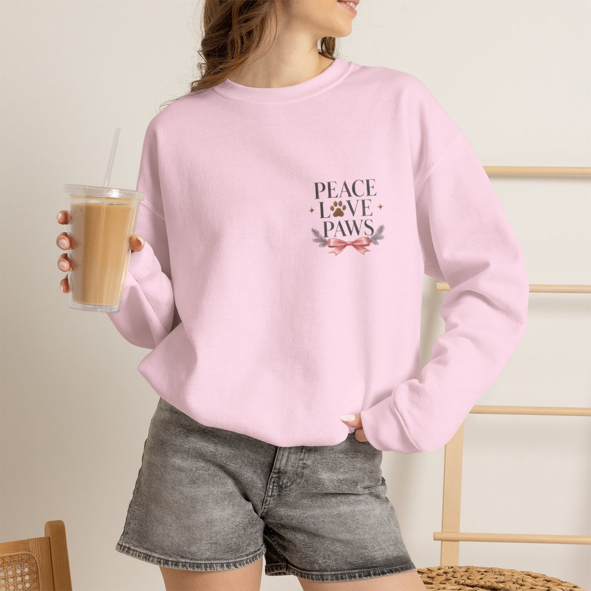 Peace Love Paws Merry Woofmas Christmas Dog Lover Crewneck Sweatshirt