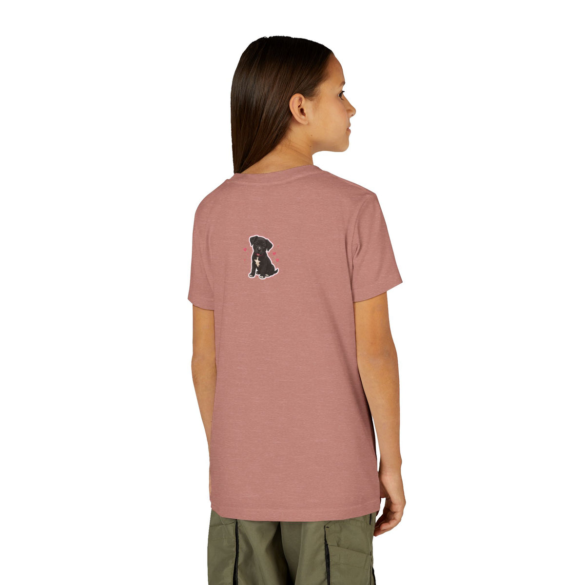 Youth Colorful "Team Amore" with Heart & Puppy Graphic T-Shirt