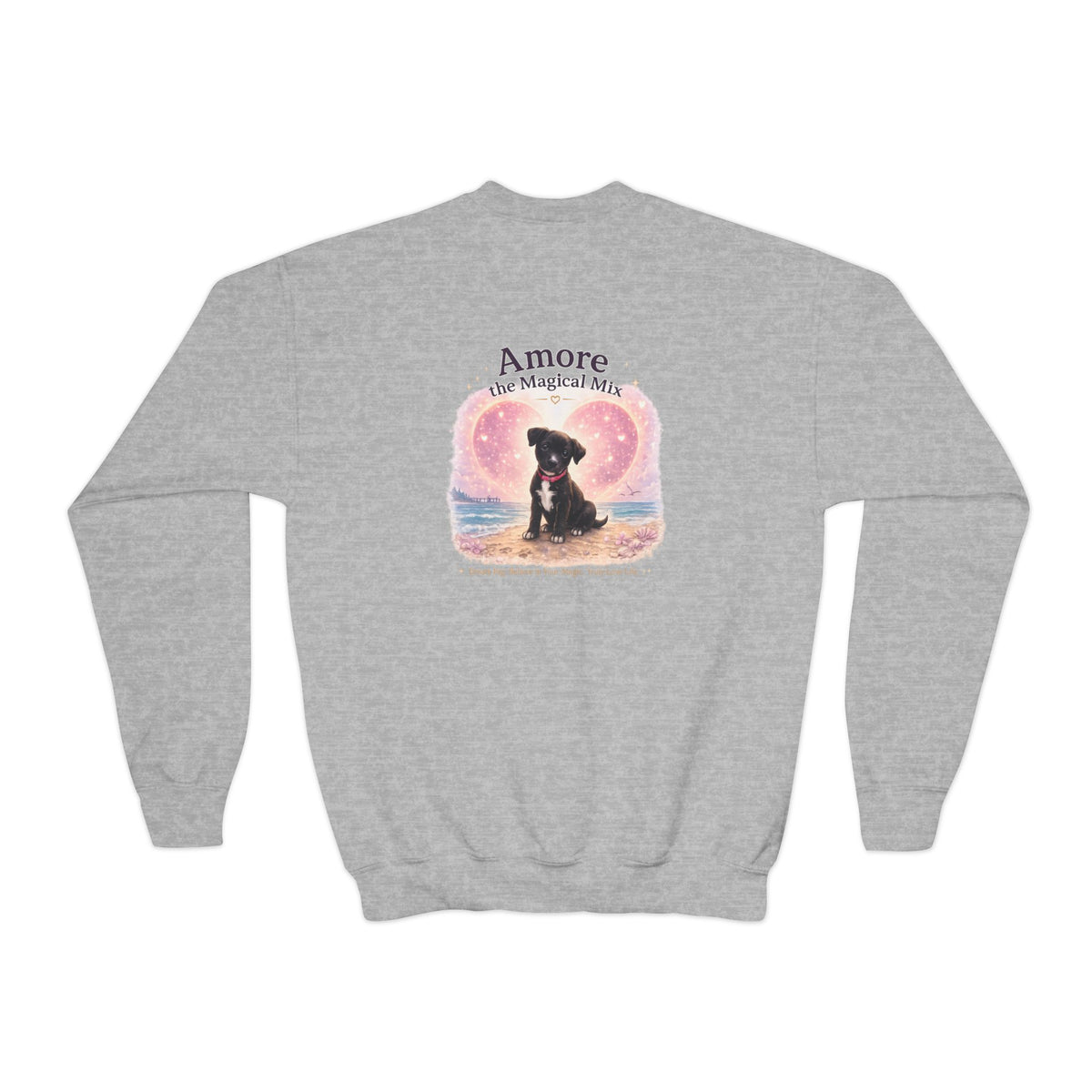 Youth  Amore the Magical Mix Crewneck Sweatshirt Puppy Heart Logo