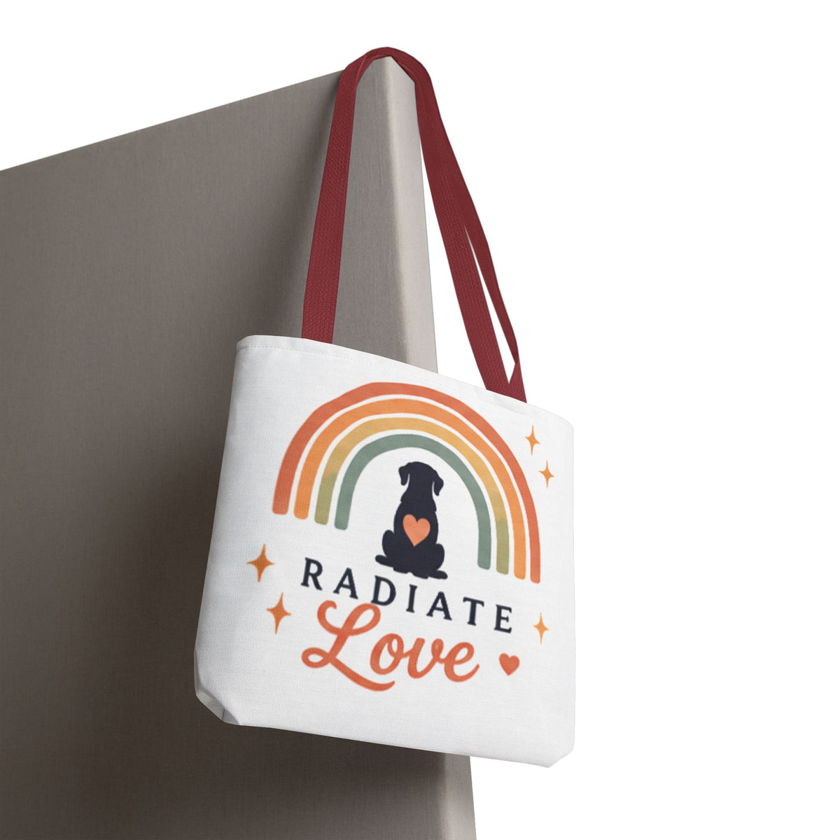Radiate Love Dog Rainbow Tote Bag