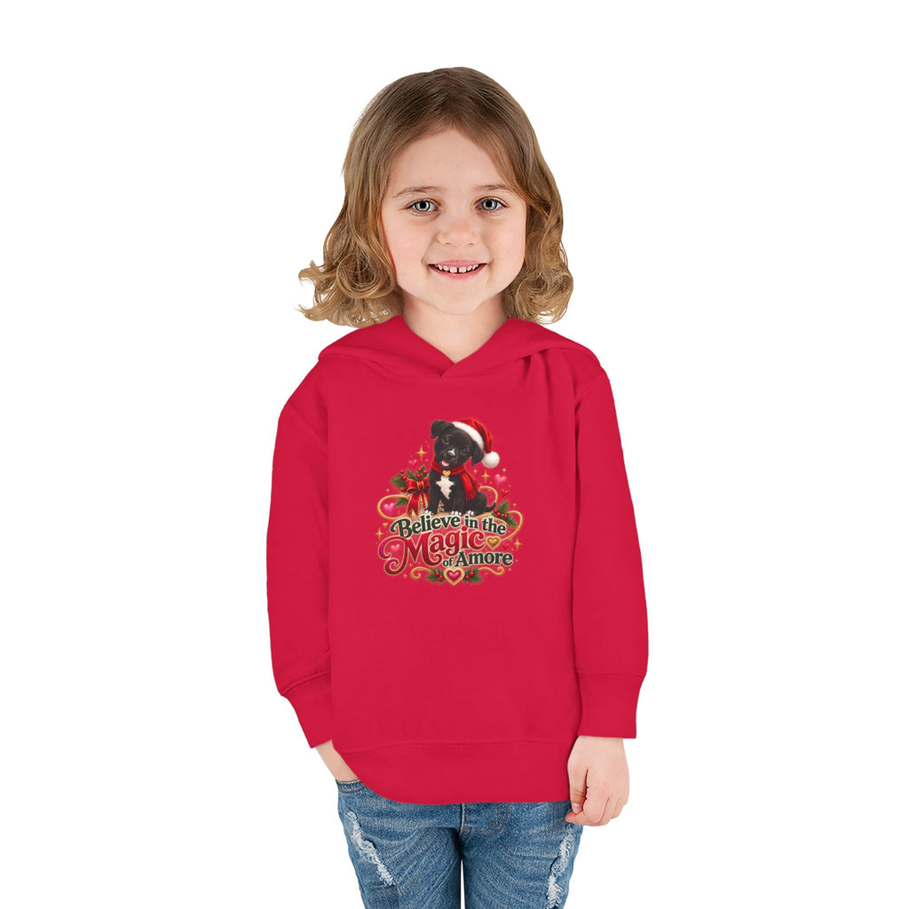 Believe in the Magic of Amoré Christmas Toddler Pullover Hoodie