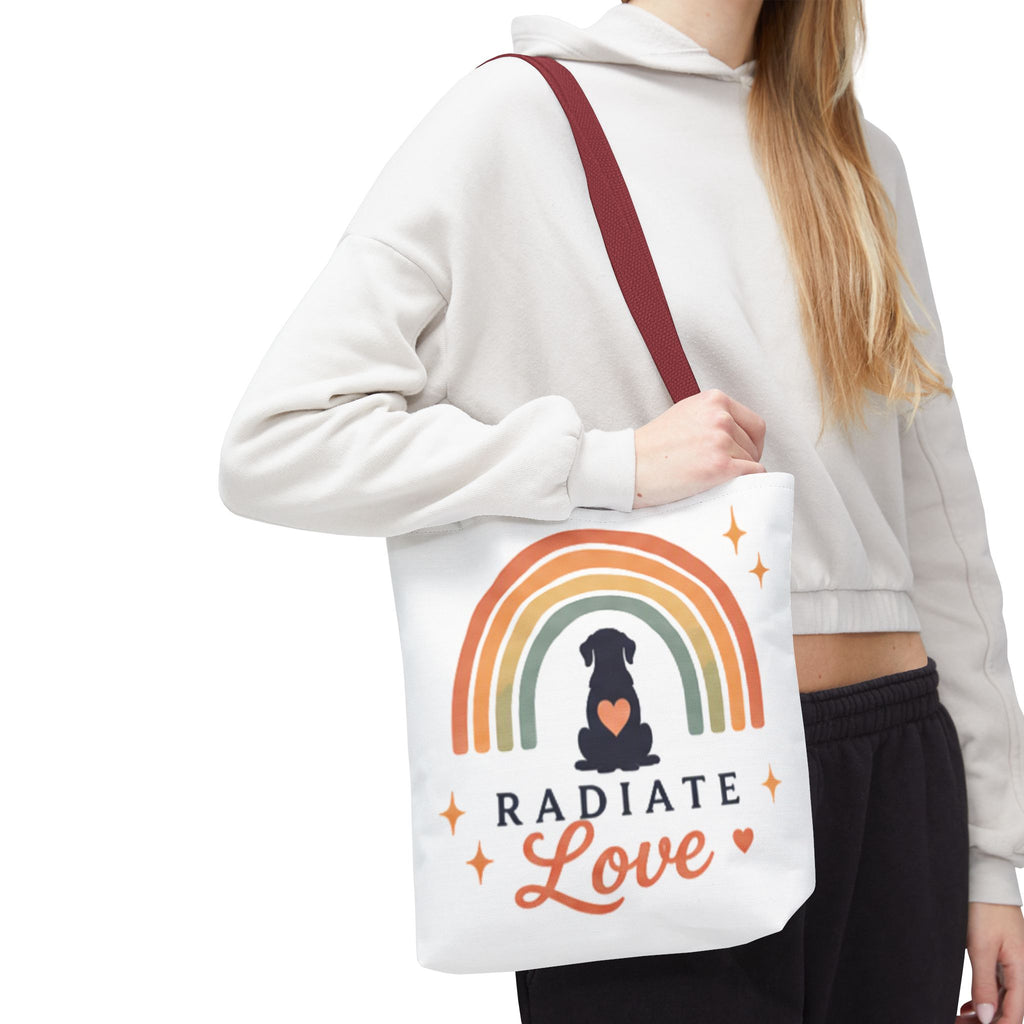 Radiate Love Dog Rainbow Tote Bag
