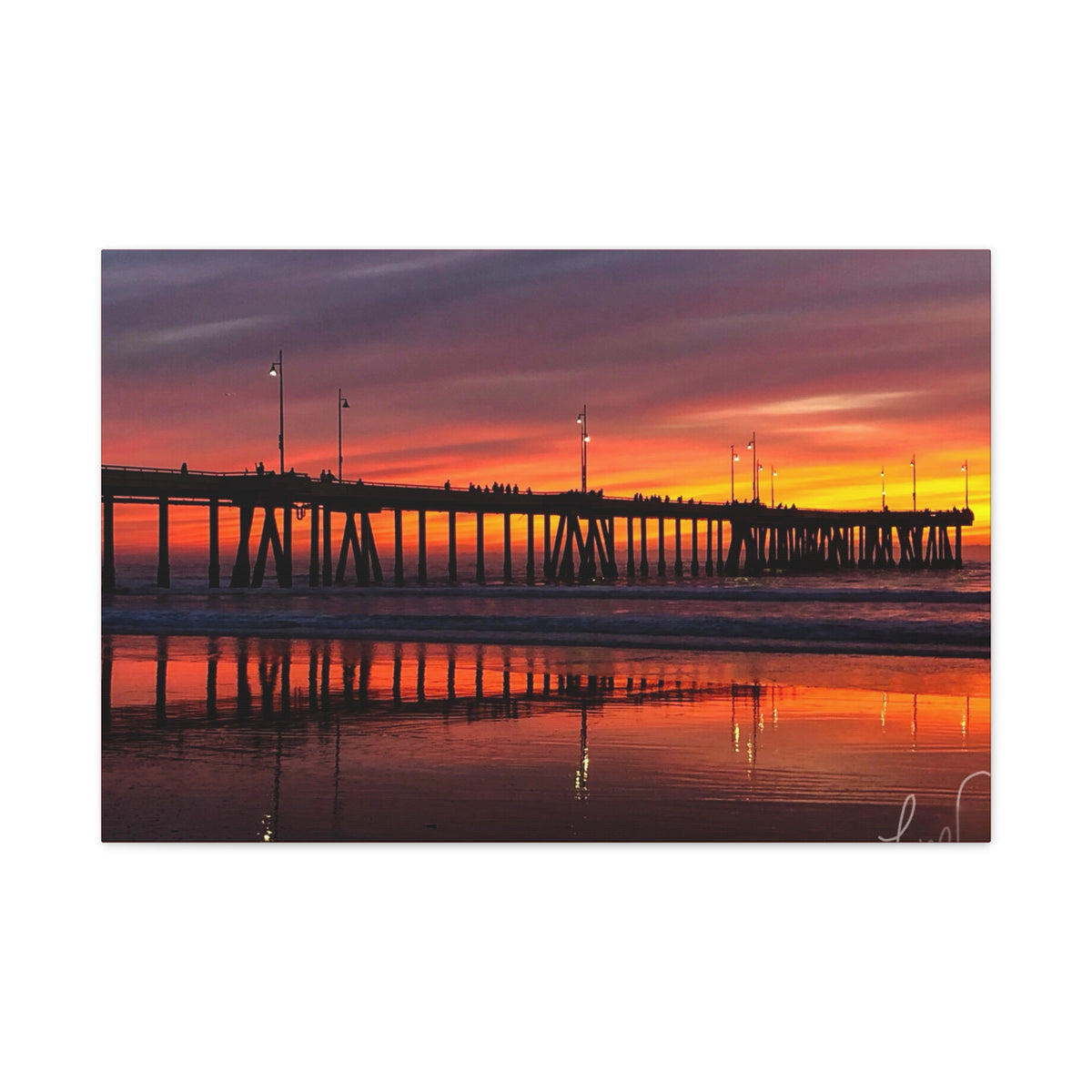 Sunset Pier Canvas Print — Matte Stretched Wall Art (1.25")