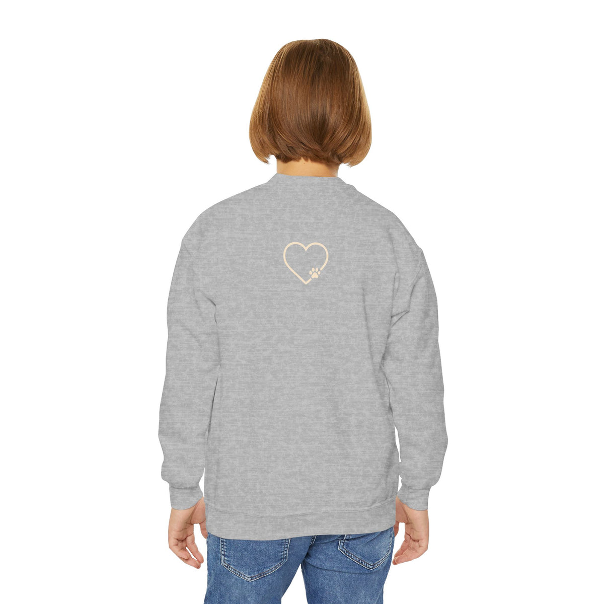 Amore Youth Crewneck Sweatshirt Heart Paw Graphic