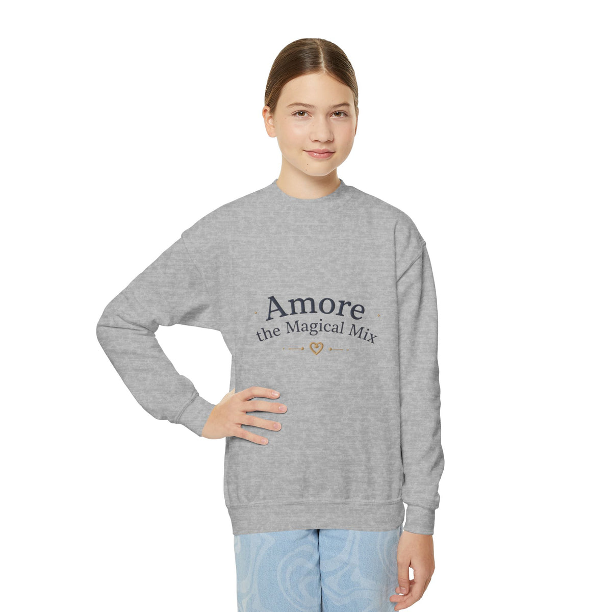 Youth  Amore the Magical Mix Crewneck Sweatshirt Puppy Heart Logo