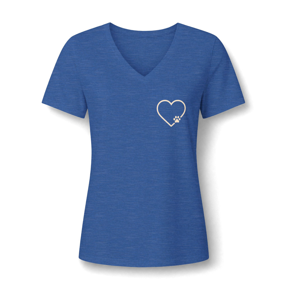Women's V-Neck Heart Paw Chest Pocket Graphic T-Shirt