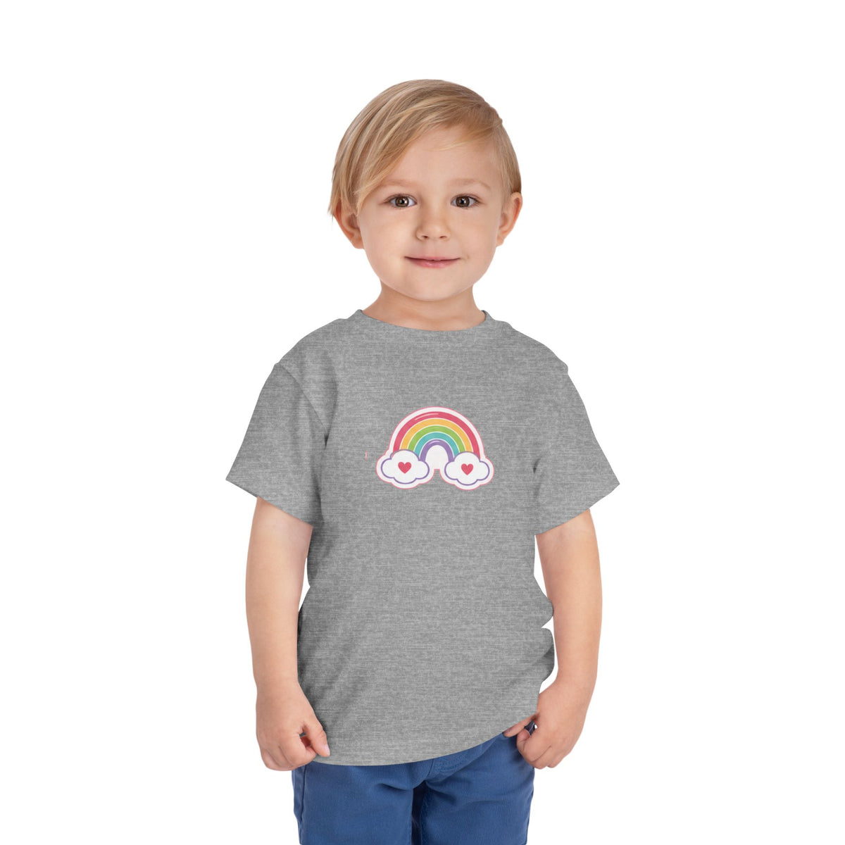 Toddler Rainbow with Heart Clouds T-Shirt