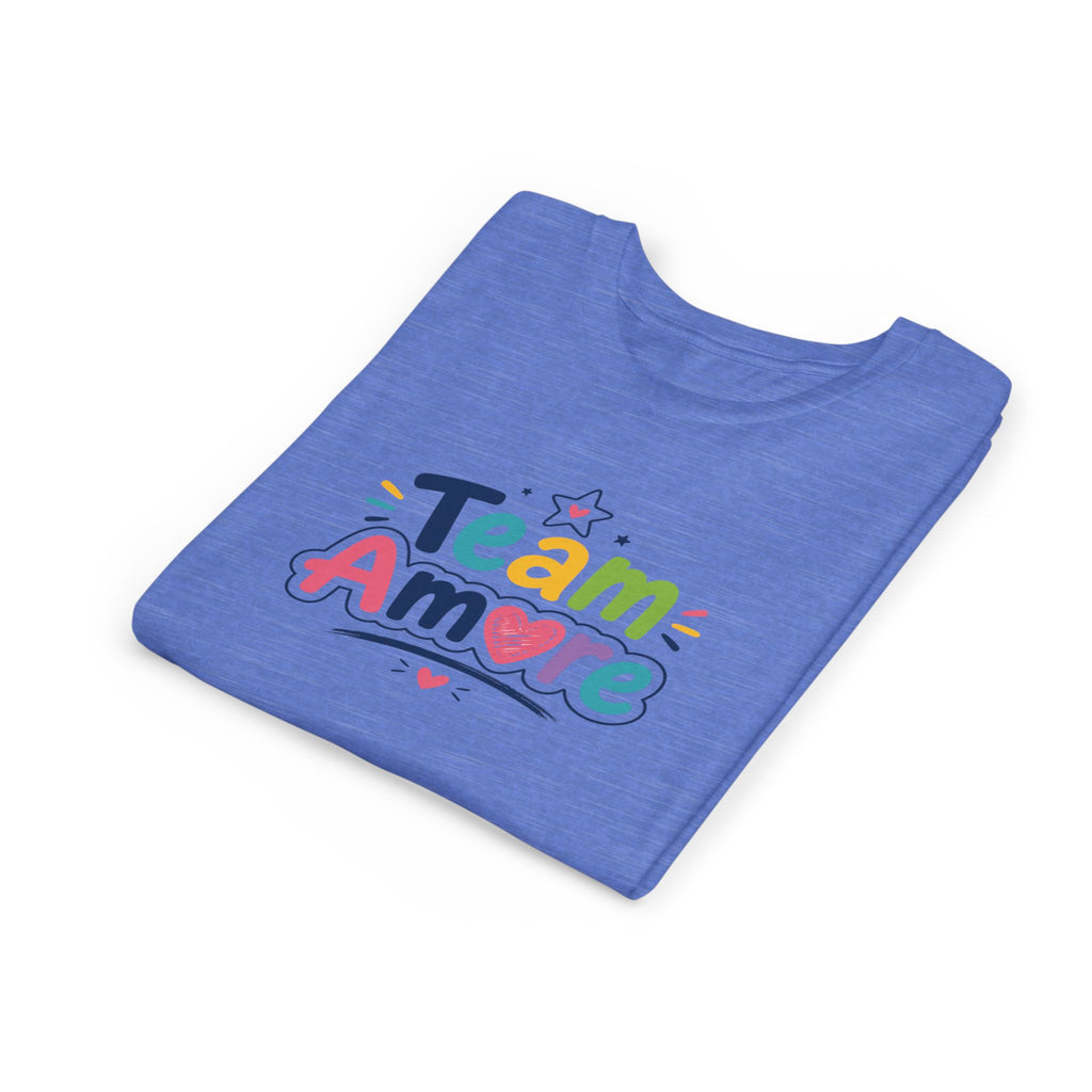 Youth Colorful "Team Amore" with Heart & Puppy Graphic T-Shirt