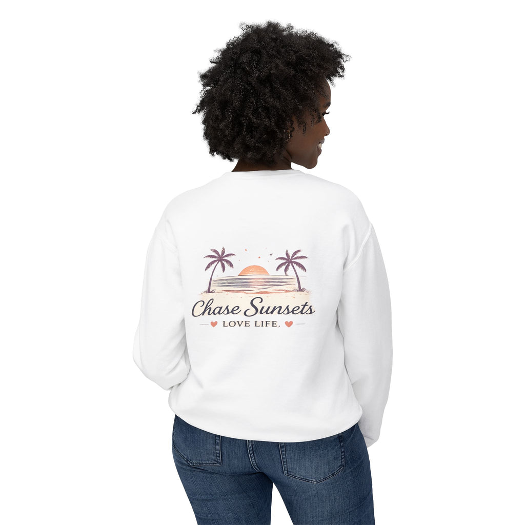 Adult Chase Sunsets Crewneck Sweatshirt Amore Silhouette Graphic