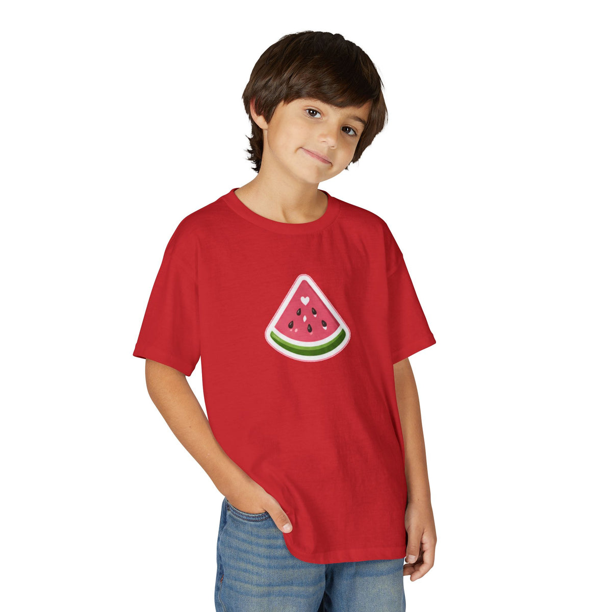 Kids Watermelon Slice T-Shirt with Amore Puppy Back Graphic