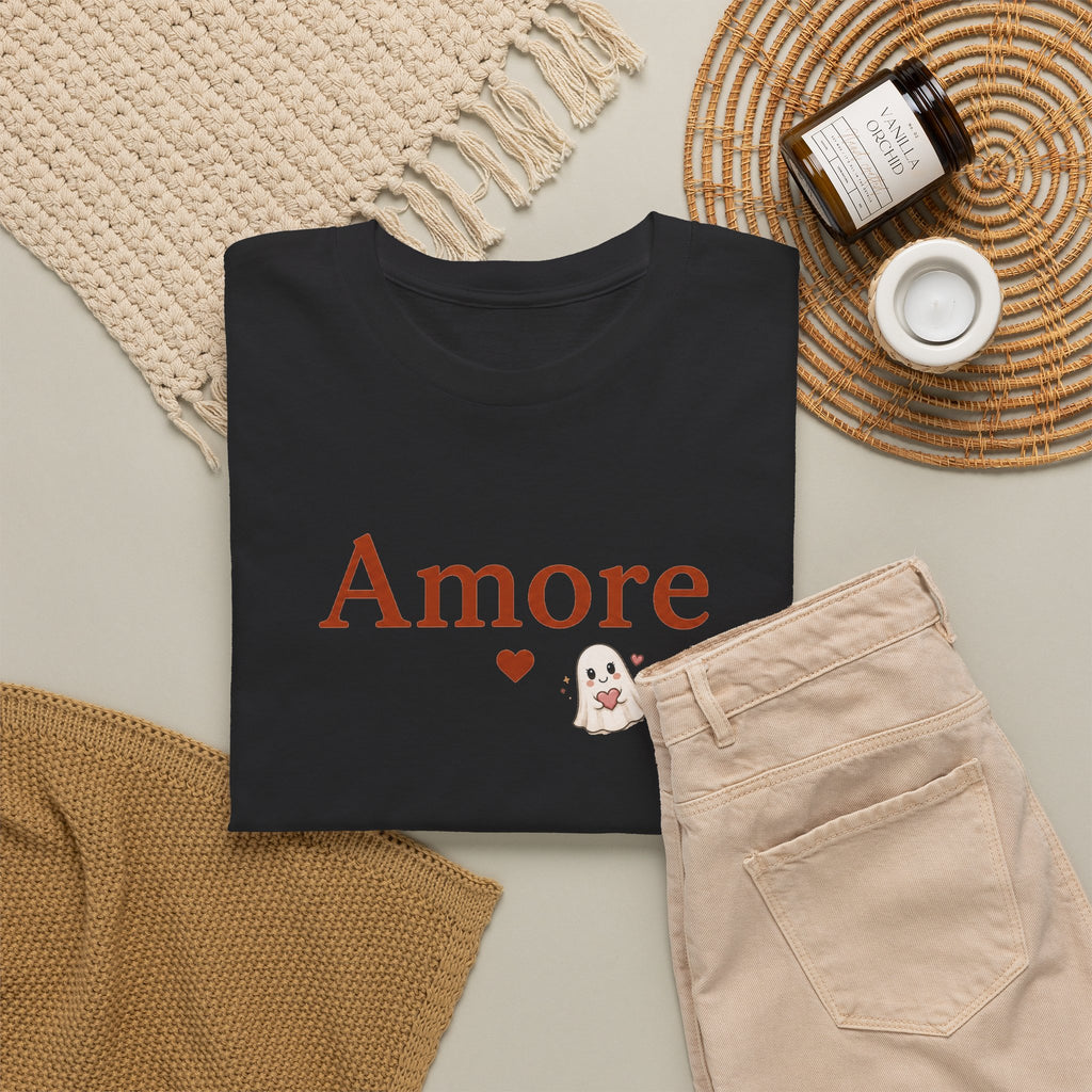 Women's Amore Halloween Icon Palm Trees & Pumpkin Spice Graphic T-Shirt