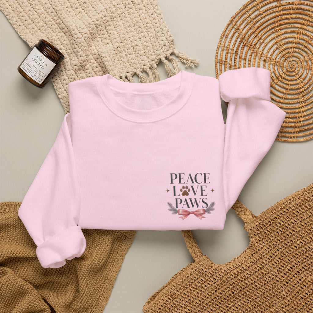 Peace Love Paws Merry Woofmas Christmas Dog Lover Crewneck Sweatshirt