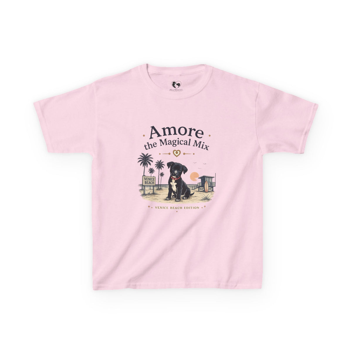 Amore the Magical Mix Kids T-Shirt — Cute Beach Puppy Graphic Tee