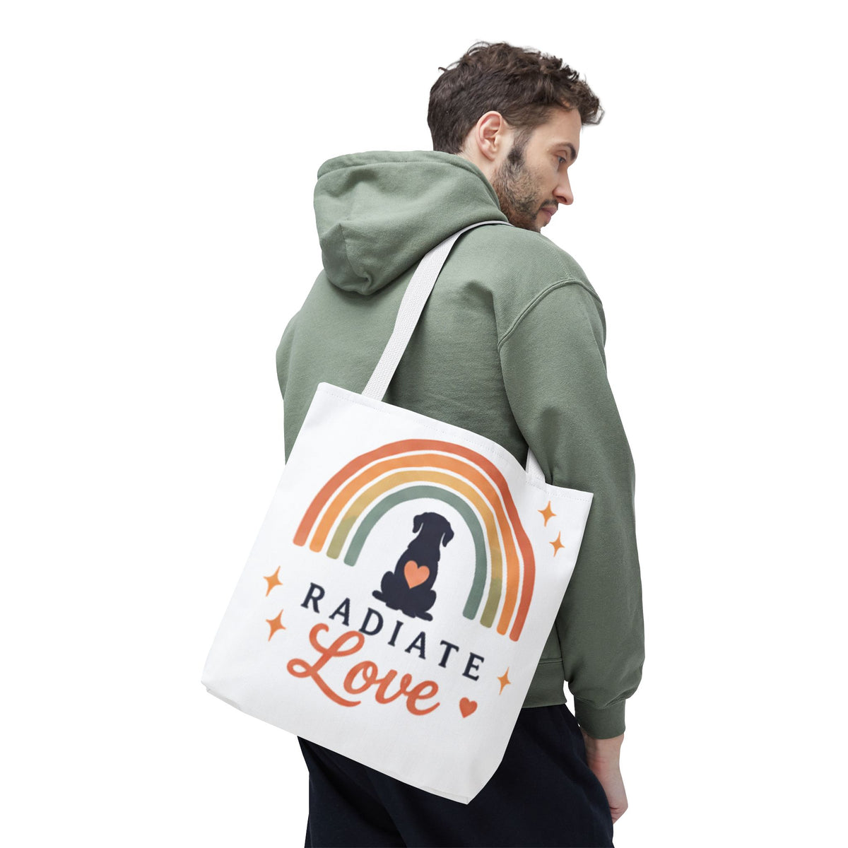 Radiate Love Dog Rainbow Tote Bag