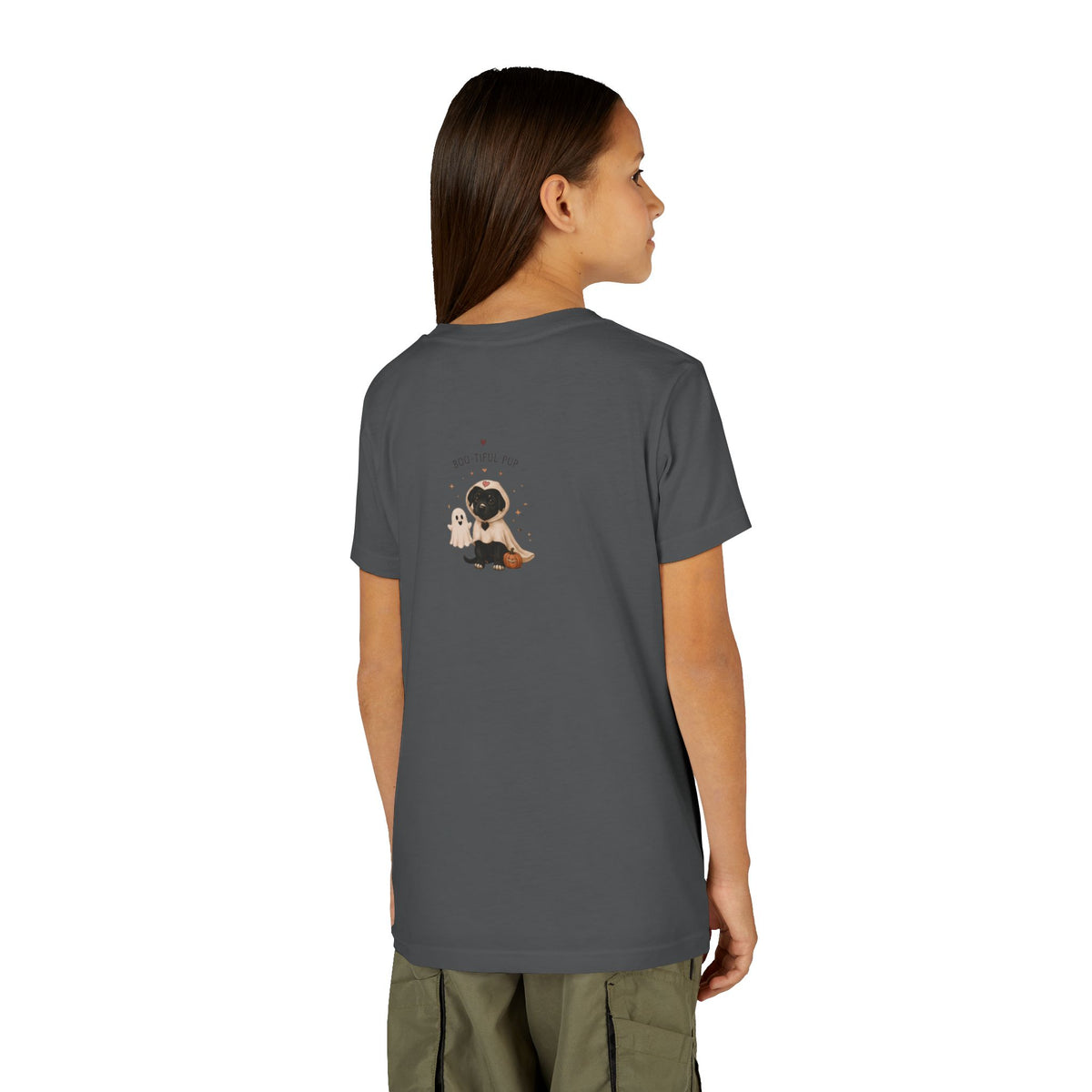Youth Tee 'Amore' Puppy Ghost Graphic Shirt (Boo-tiful Pup Back)